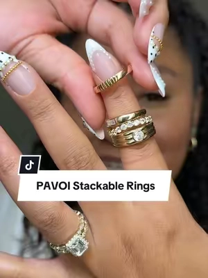 The perfect ring stack does exist 💍✨  #ringstack #pavoijewelry #goldplatedjewelry #affordablejewelry #rings @PAVOI 