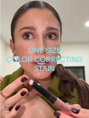 first ever color correcting STAIN 🤝wow that did wonders 🤤 need to try every color @ONE SIZE BEAUTY #onesizebeauty #newmakeup 