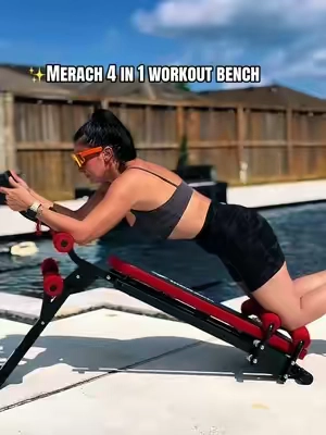 Baby is napping, the sun is out, and I’m getting my workout in 🌞💪🏼 mom life means finding those little pockets of time whenever you can. This 4-1 bench from Merach has been such a convenient addition to my home workouts. #creatorsearchinsights #merach #workoutwithmeathome #summermashup #MerachSuperBrandDay 