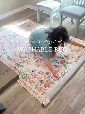 this beautiful washable rug at THIS price??! Finally restocked so I grabbed it so fast. 🌷✨🏠🕯️ #washablerug #arearug #rugs #floralrug #rugsoftiktok @MontVoo Rugs 