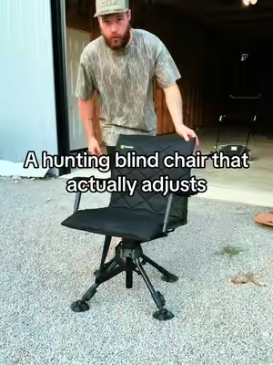 360 swivel, adjustable height, and adjustable legs for uneven ground. Good chair for a blind or shooting house. #huntingchair #deerhunting #huntingblind #huntinggear #tiktokshop