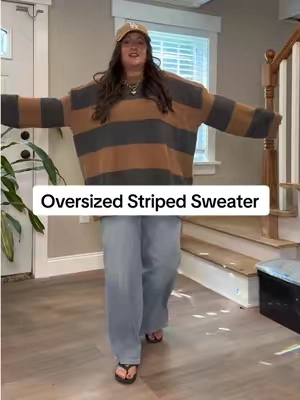 Oversized Striped Sweater #oversizedsweater #stripedsweater #oversizedshirt #backtoschoolshopping 