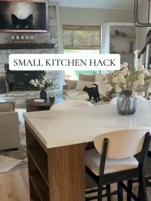 Small kitchen? This modern faux marble kitchen island gives you extra counter space and storage without the cost of a full kitchen remodel. It also doubles as a kitchen table with room for 4 barstools, so you can comfortably seat 4 people. 🤍 #kitchenisland #backtoschool #sohochic #falldealsforyou #kitchentable  @ONBRILL OFFICIAL 