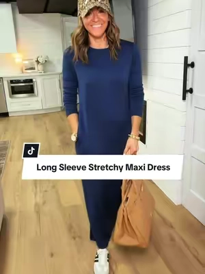 Perfectly basic! So easy to dress up or down and oh my GOSH is it soft and stretchy 😮‍💨 I’m 5’2” 127 in a Small #longsleevedress #falldress #maxidress #dresswithpockets #modestfashion @ANRABESS 