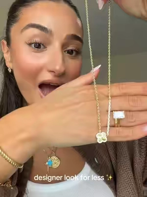 such a good designer look for less!! ✨ @PAVOI #daintyjewelry #clovernecklace #tiktokshopcreatorpicks 