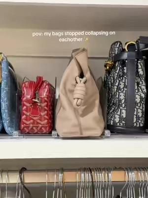 This adjustable purse organizer keeps every bag upright and makes your closet look SO much more organized 😍 No more leaning piles or bags falling over! #TikTokShop #PurseOrganization #ClosetOrganization #OrganizationHacks #HomeFinds 