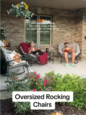 and morning coffee with a book, yessssss ☕️#rockingchair #oversizedchair #outdoorchair #patio #patiofurniture 