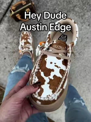 Hey dude Austin edge now come in this gorgeous cow print 🍂🤎🐄 #heydude #heydudeaustin #heydudeaustinedge #heydudeaustin #tiktokshopcreatorpicks @HeyDude 