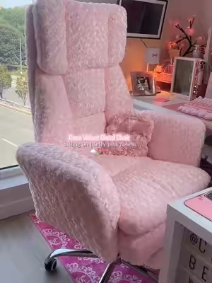 In my soft girl, princess treatment era☁️🌷🎀 #officechair #recliner #homerelexa #deskchair #pinkaesthetic  