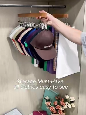 This hanger holds more than just baseball caps#multihanger #wardrobestorage #leggingshanger #clothesorganizer #caprack 