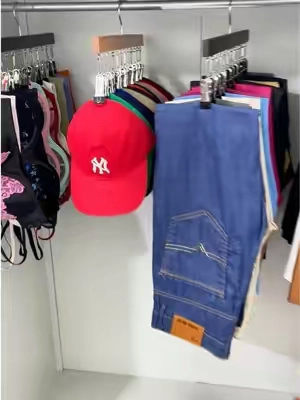 This hanger holds more than just baseball caps#multihanger  #wardrobestorage #leggingshanger #clothesorganizer #caprack 