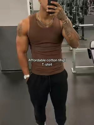 #tanktop #gymwear #brownshirt #mensfashion #fitcheck 