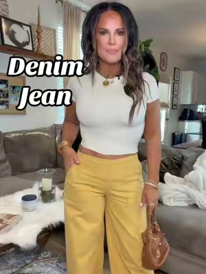 The cutest pull on denim jean🤍💛 The comfort of this gene is fabulous has elastic waist, super stretchy and comfortable.#fyp #jeans #highwaistedjeans 