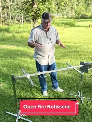Heavy-duty electric rotisserie grill kit with 38W motor, smooth 3 RPM rotation, 132 lb capacity, 52-inch stainless steel frame, adjustable cooking height, dual bearings, cooling fan, and sturdy tripod supports. Ideal for roasting whole pigs, lambs, turkeys, brisket, and large cuts for outdoor gatherings and cookouts. #campfirecooking #hunting #wildhogs #cowboy #thrivingcountry 