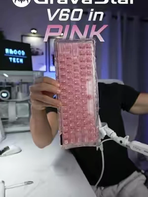 The v60 in pink is actually so cool #keyboard #gravastar #v60 #pinkkeyboard #gamingkeyboard 