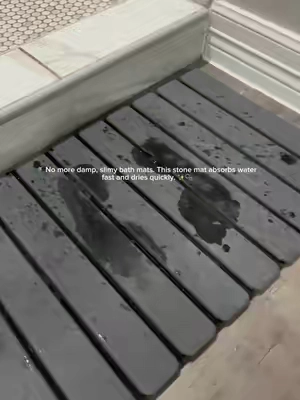 Stone bathroom mat is the new upgrade no more soggy mats ✨🤍 #stonemat #bathroom #shower #bacteria #CleanTok 
