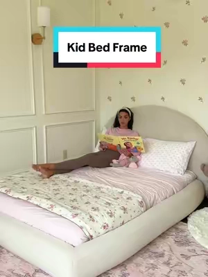 We loveeeee our floor bed! It does come with slats to lift it up but right now mattress is on the floor!  #toddlerbed #floorbed #kidsroom #bedframe #kidsbed