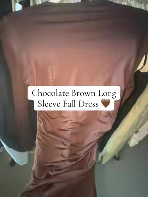 Stay tuned for outfit inspo in the next video 🤎 this long sleeve chocolate brown dress is the perfect fall fashion choice it’s stretchy so I got a size XS 🔗 #fallfashiontrends #chocolatebrown #longsleevedress #fallsdress #TikTokshopbacktoschool 