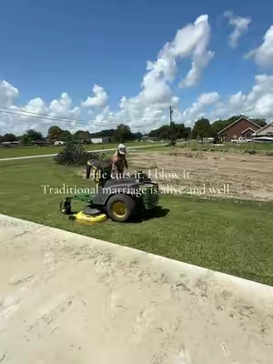 The grass that is! #blower #yardwork #grass #lawncare #marriagehumor 