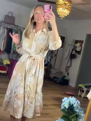 Definitely one of my favorite dresses so far that I’ve gotten off of TikTok ! @@Wenrine shop##maxidress##buttondowndress##falldresd##floraldress##collareddress