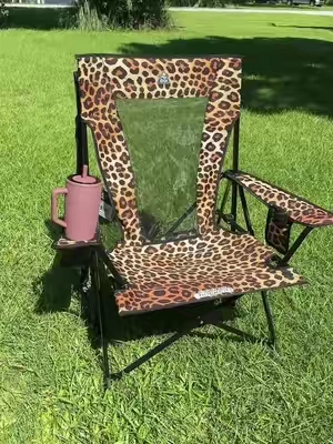 GCI Comfort Pro Rocker in leopard print #campingchair #sportsmom #momtok #campinglife #campinghack