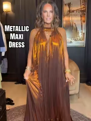OK, this metallic maxi dress is a showstopper wow I’m flabbergasted #fyp #maxidress #dress #eventdress 