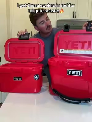 I got these coolers in red for tailgate season🔥 #yeti #yeticooler #cooler #icechest @YETI 