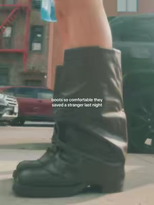 i traded with someone when we were walking across a bridge home from a music festival because their feet could not last another second in their own boots 😭 #boots #festival #rave 