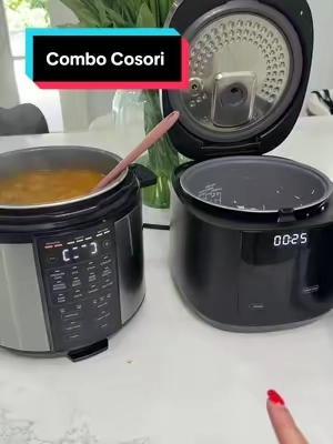 Combo COSORI con olla de presión multifunción de 6 Qt + arrocera multifunción de 5 Qt. 🍚🍲 Puedes cocinar a presión, saltear, cocinar lento, al vapor, sous vide y muchísimo más, mientras en la otra preparas el arroz o acompañamiento. #cosori#pressurecooker#ricecooker#tiktokshopcreatorpicks#kitchenfinds 