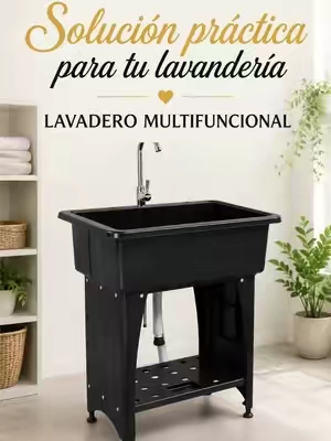 Fregadero utilitario con grifo y estante inferior, ideal para lavandería, garaje, jardín y áreas de trabajo donde necesitas un espacio práctico para lavar y organizar. #UtilitySink #LaundrySink #GarageSink #TikTokshopbacktoschool #tiktokshopcreatorpicks @Karlhome US 