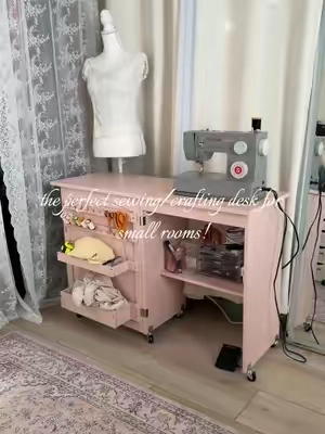 mines really messy but i love it sm! so convenient and there’s so many cute colors 🌸✨ #sewingmachine #sewingtiktok #craftingtable #smallroom #tiktokshopcreatorpicks 