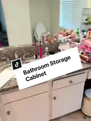 Love an affordable storage solution #bathroomstorage #bathroomdecor #toiletcabinet #renterfriendly 