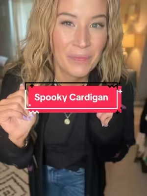 For the spooky girls who still want to look put together 🦇 This bat cardigan is so soft, lightweight, and easy to layer. @BloomChic #HalloweenCardigan #SpookySeasonStyle #PlusSizeFashion #HalloweenOutfit #SpookyGirlStyle