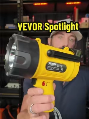 VEVOR Rechargeable LED Spotlight 🔦 1,000 lumens, rechargeable, and comes with red, blue, and yellow filters. Great light to keep around the house, truck, or campsite. #VEVOR #LEDSpotlight #RechargeableFlashlight #CampingGear #OutdoorGear 