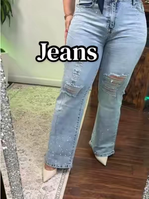 Women's Rhinestone Flare Jeans High Waisted Distressed Ripped Jeans Y2K Retro Streetwear Denim Pants @ChicMe_official  #DealsForYouDays #Summervides #TikTokShopCreatorPicks #tiktokshopblackfridaysale #tiktokshopdealsforyoudays 