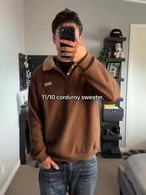 I’m 5’10 160 Ibs wearing a size medium 🤩 #fyp #corduroy #sweater