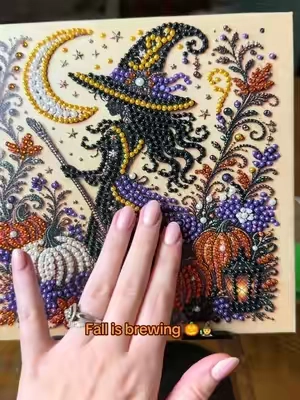 I just finished this gorgeous 5D diamond painting kit! I can’t wait for Halloween/fall time 😍🎃🧙 #diamondpainting #halloween #fallvibes #newhobby #diamondpaintingtiktok 