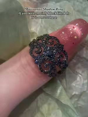 Moissanite Shadow Ring If you wear mainly black like I do It is a must have#delzzad #moissanite #ring #moissanitering #blackring #moissanitejewelry