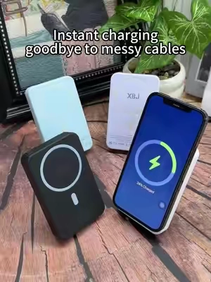 Amazing price, charge your phone without messy cables.#fyp #wirelesscharging #magneticpowerbank #phonecharger 