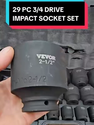 VEVOR 29 PC 3/4 DRIVE IMPACT SOCKET SET, 6 POINT, CRO-MO SOCKETS, FROM 3/4" - 2-1/2" AND EVERY 1/16TH OF AN INCH IN BETWEEN IN A CASE. #tools  #socketset #impactsocket #tiktokshopcreatorpicks #TikTokshopbacktoschool @Haidee_Collab @VEVOR Store @CreatorCollab_Mabel @VEVOR Automotive Store 