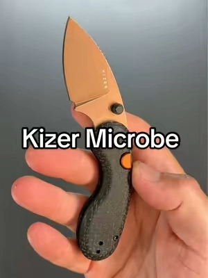 Kizer Microbe features a Sunset PVD-coated AEB-L blade, Vortex-pattern Micarta and an ergonomic four-finger grip. #Kizer #KizerMicrobe #KizerKnives #EDCKnife #PocketKnife