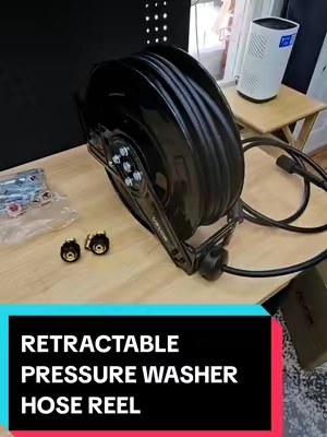 VEVOR 60 FT HEAVY DUTY RETRACTABLE PRESSURE WASHER HOSE REEL, 1/4" HOSE UP TO 4000 PSI, WALL, FLOOR OR CEILING MOUNT, AUTO REWIND,  STEEL CONSTRUCTION. #pressurewasherhose #retractablepressurewasher #tiktokshopcreatorpicks #TikTokshopbacktoschool #pressurewashing @Haidee_Collab @VEVOR Store @CreatorCollab_Mabel 