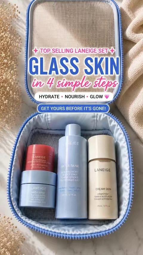 4-step glow routine in one set it #laneige #laneigelipmask #laneigelipbalm #skincare #skincareroutine