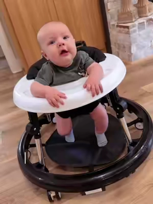 The best little foldable walker! He loves it and it’s so easy to adjust and store. #walker #babywalker #baby 
