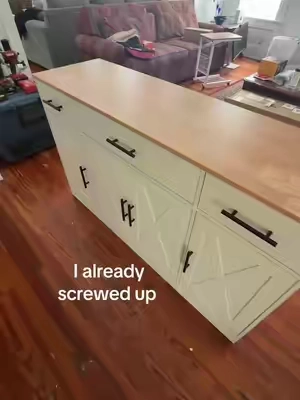 I was DESPERATE for kitchen storage and more counter space! #kitchen #storage #cabinet #furniture #buffet 