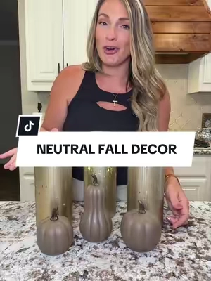 Fall decor that doesn’t just belong in the fall! This is a set of 3 beautiful hurricane vases with lights that would be perfect year round!  #falldecor #fall #homefinds 