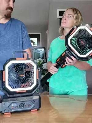 The tripod is winning for this portable fan #portablefan #rechargeablefan #homefinds #campinggear #sportsmom 