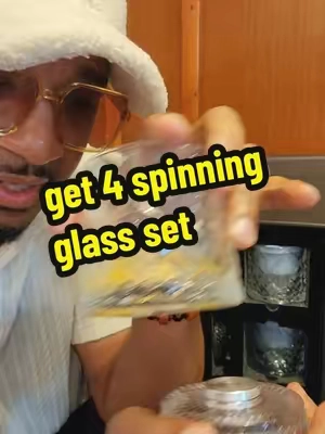 why get one spinning glass when you can get 4!? spinning with other cool MFs #wineglass #coolmf #coolproducts #spinningwhiskeyglass #spinningglassset 