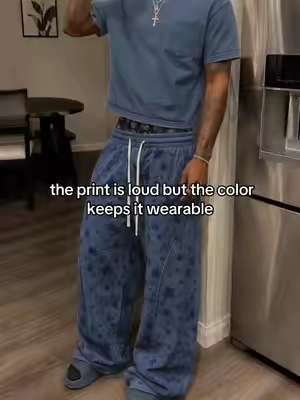 that balance is hard #sweatpants #bluepants #baggypants #streetwear #fitcheck 