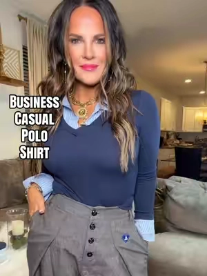 Another beautiful business casual polo with the color and the cuffs at pinstripe I mean, these are just gorgeous #fyp #poloshirt #businesscasualoutfits 